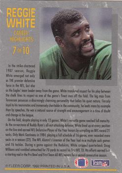1992 Ultra - Reggie White: Career Highlights #7 Reggie White Back