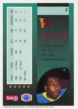 1992 Wild Card - 10 Stripe #2 Marcus Dupree Back