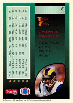 1992 Wild Card - 10 Stripe #6 Jim Everett Back