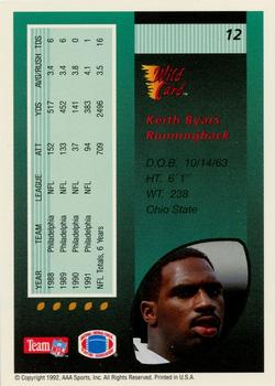 1992 Wild Card - 10 Stripe #12 Keith Byars Back
