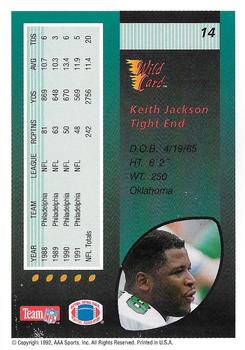 1992 Wild Card - 10 Stripe #14 Keith Jackson Back
