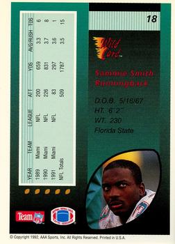 1992 Wild Card - 10 Stripe #18 Sammie Smith Back