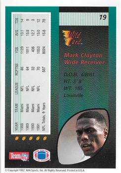1992 Wild Card - 10 Stripe #19 Mark Clayton Back