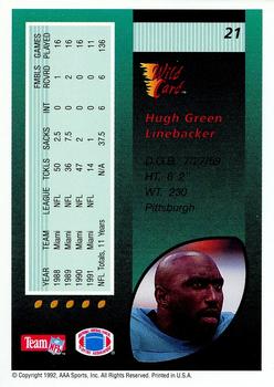 1992 Wild Card - 10 Stripe #21 Hugh Green Back