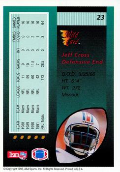 1992 Wild Card - 10 Stripe #23 Jeff Cross Back