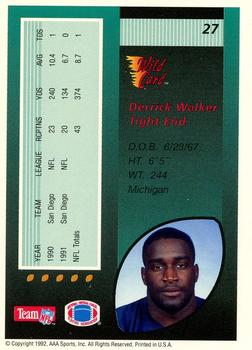1992 Wild Card - 10 Stripe #27 Derrick Walker Back