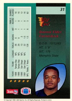 1992 Wild Card - 10 Stripe #31 Donnie Elder Back