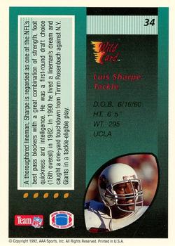 1992 Wild Card - 10 Stripe #34 Luis Sharpe Back