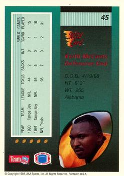 1992 Wild Card - 10 Stripe #45 Keith McCants Back