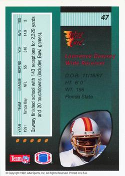1992 Wild Card - 10 Stripe #47 Lawrence Dawsey Back