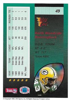 1992 Wild Card - 10 Stripe #49 Keith Woodside Back