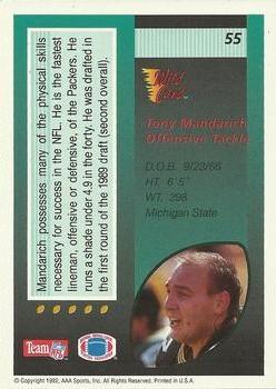 1992 Wild Card - 10 Stripe #55 Tony Mandarich Back