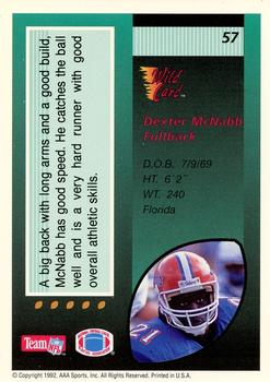 1992 Wild Card - 10 Stripe #57 Dexter McNabb Back