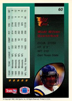 1992 Wild Card - 10 Stripe #60 Wade Wilson Back