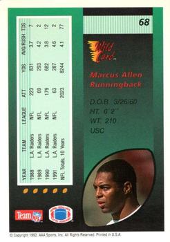 1992 Wild Card - 10 Stripe #68 Marcus Allen Back