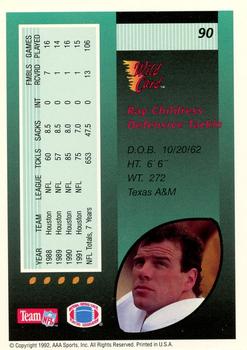 1992 Wild Card - 10 Stripe #90 Ray Childress Back