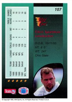 1992 Wild Card - 10 Stripe #107 Chris Spielman Back
