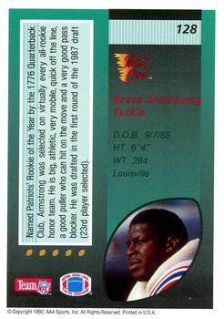 1992 Wild Card - 10 Stripe #128 Bruce Armstrong Back