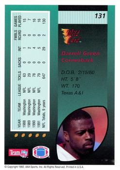 1992 Wild Card - 10 Stripe #131 Darrell Green Back