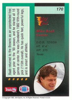 1992 Wild Card - 10 Stripe #170 Mike Baab Back