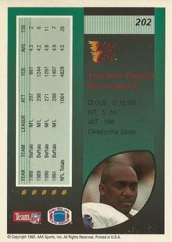 1992 Wild Card - 10 Stripe #202 Thurman Thomas Back