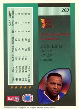 1992 Wild Card - 10 Stripe #203 Cornelius Bennett Back
