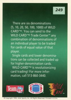 1992 Wild Card - 10 Stripe #249 Checklist 4: 151-200 Back