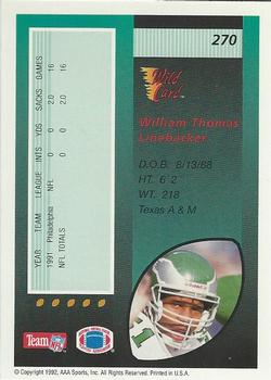 1992 Wild Card - 10 Stripe #270 William Thomas Back