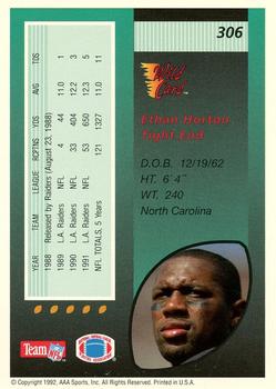 1992 Wild Card - 10 Stripe #306 Ethan Horton Back