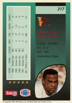 1992 Wild Card - 10 Stripe #317 Albert Lewis Back