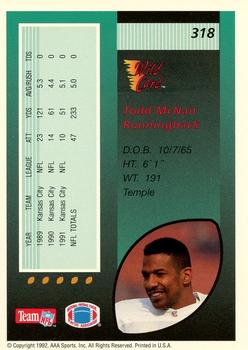 1992 Wild Card - 10 Stripe #318 Todd McNair Back