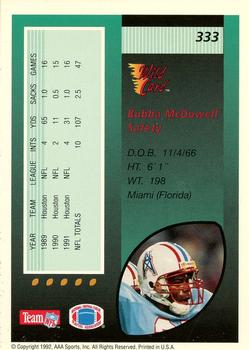 1992 Wild Card - 10 Stripe #333 Bubba McDowell Back