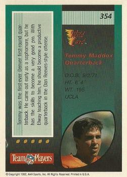 1992 Wild Card - 10 Stripe #354 Tommy Maddox Back