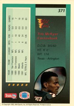 1992 Wild Card - 10 Stripe #371 Tim McKyer Back