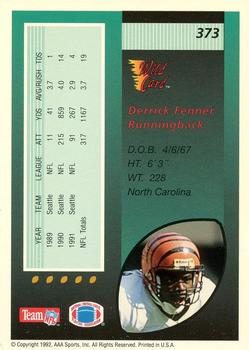 1992 Wild Card - 10 Stripe #373 Derrick Fenner Back