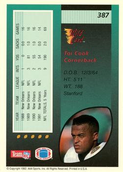 1992 Wild Card - 10 Stripe #387 Toi Cook Back