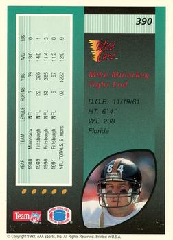 1992 Wild Card - 10 Stripe #390 Mike Mularkey Back
