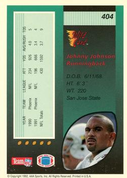 1992 Wild Card - 10 Stripe #404 Johnny Johnson Back