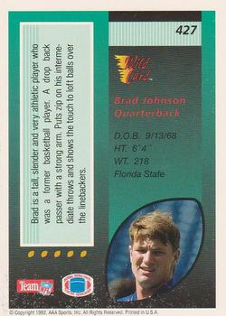 1992 Wild Card - 10 Stripe #427 Brad Johnson Back