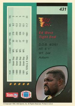 1992 Wild Card - 10 Stripe #431 Ed West Back