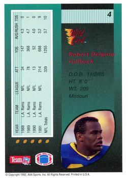 1992 Wild Card - 100 Stripe #4 Robert Delpino Back
