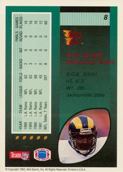 1992 Wild Card - 100 Stripe #8 Alvin Wright Back