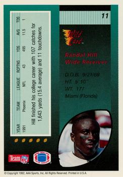 1992 Wild Card - 100 Stripe #11 Randal Hill Back