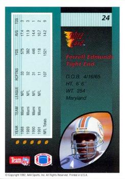 1992 Wild Card - 100 Stripe #24 Ferrell Edmunds Back