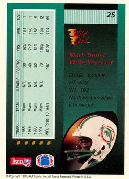 1992 Wild Card - 100 Stripe #25 Mark Duper Back