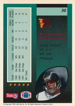 1992 Wild Card - 100 Stripe #30 Burt Grossman Back