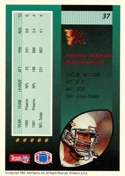 1992 Wild Card - 100 Stripe #37 Johnny Johnson Back