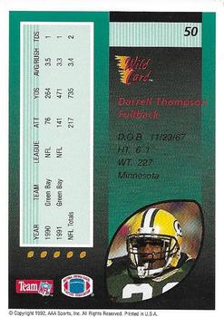 1992 Wild Card - 100 Stripe #50 Darrell Thompson Back