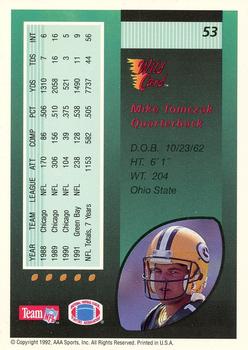 1992 Wild Card - 100 Stripe #53 Mike Tomczak Back