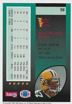 1992 Wild Card - 100 Stripe #56 Mark Murphy Back